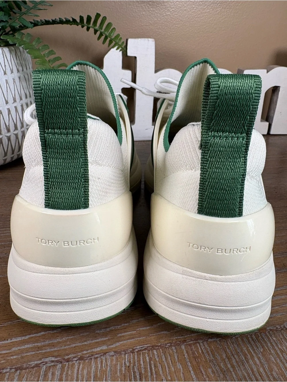 Tory Burch T Sock Runner Knit Sneakers in new ivory/arugula Women’s Size 11M
